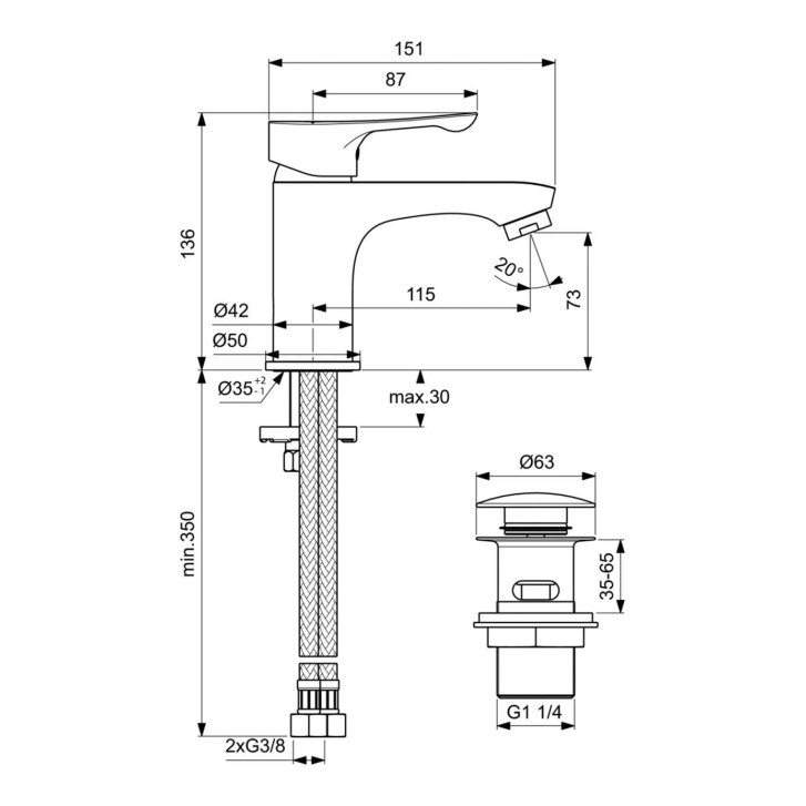 Ideal Standard Alpha - Umývadlová batéria s výpustom Click-Clack, chróm BC814AA