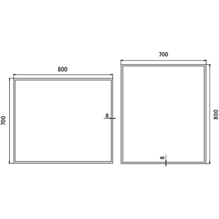 Nimco - Zrkadlo s LED s osvetlením, 80x70 cm, hliník/čierna ZPC 13003-90