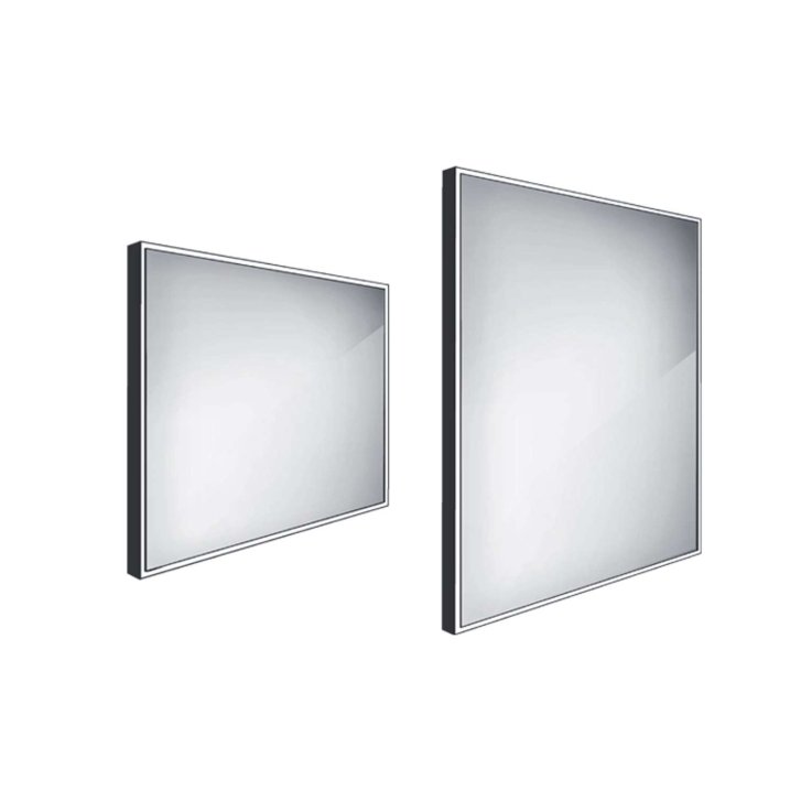 Nimco - Zrkadlo s LED s osvetlením, 80x70 cm, hliník/čierna ZPC 13003-90