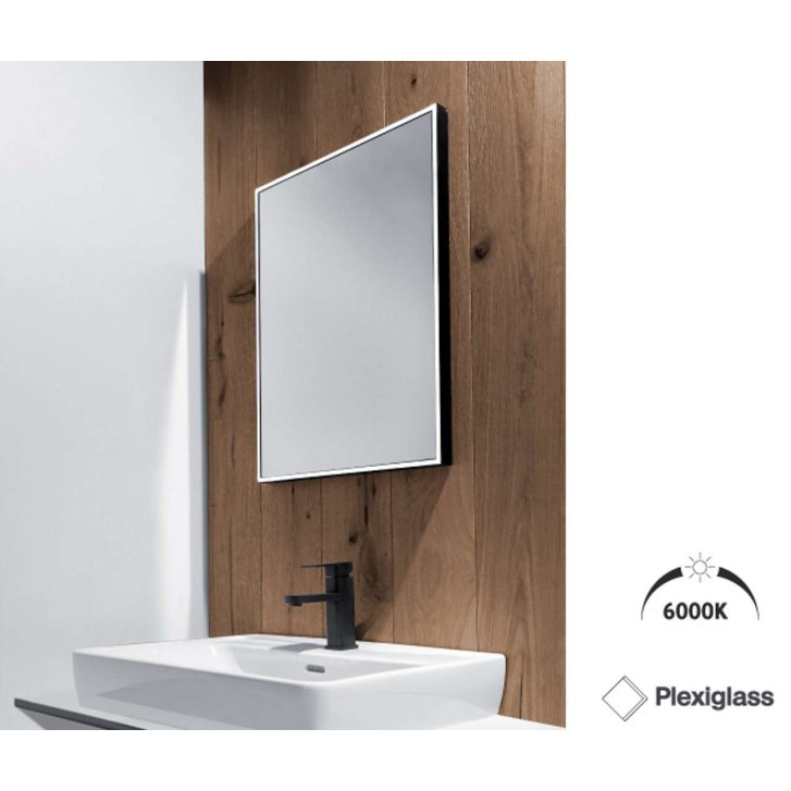 Nimco - Zrkadlo s LED s osvetlením, 120x70 cm, hliník/čierna ZPC 13006-90