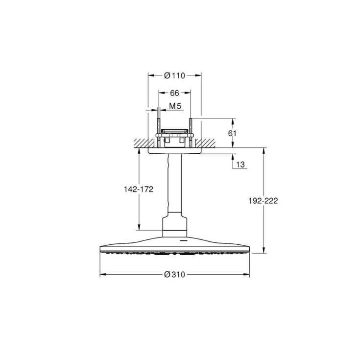 Grohe Rainshower SmartActive - Hlavová sprcha 310, sprchové rameno 14 cm, 2 prúdy, kefovaný Hard Graphite 26477AL0