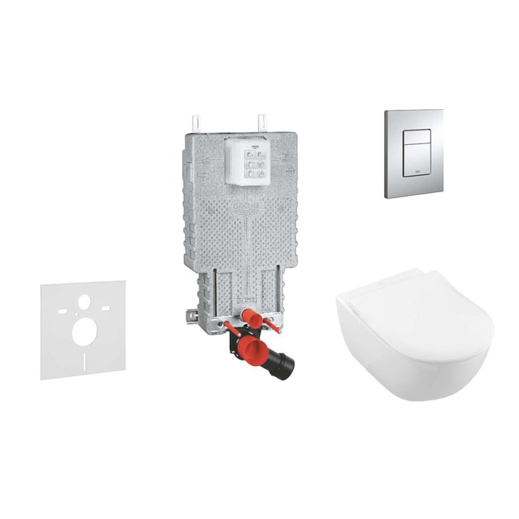 Grohe Uniset - Set predstenovej inštalácie, klozetu a sedadla Subway 2.0, DirectFlush, SoftClose, CeramicPlus a tlačidla Skate Cosmo, chróm 38643SET-KI