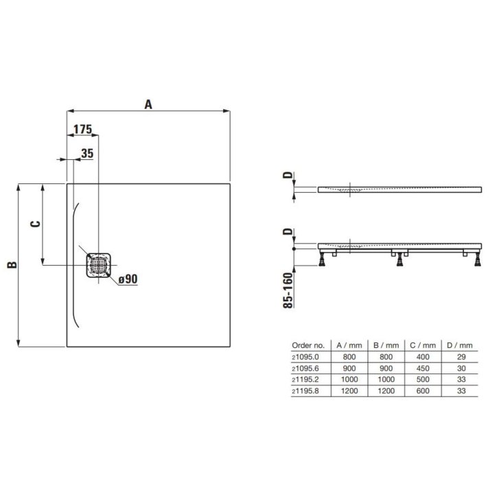 Laufen Pro - Sprchová vanička 90x90 cm, biela H2109560000001