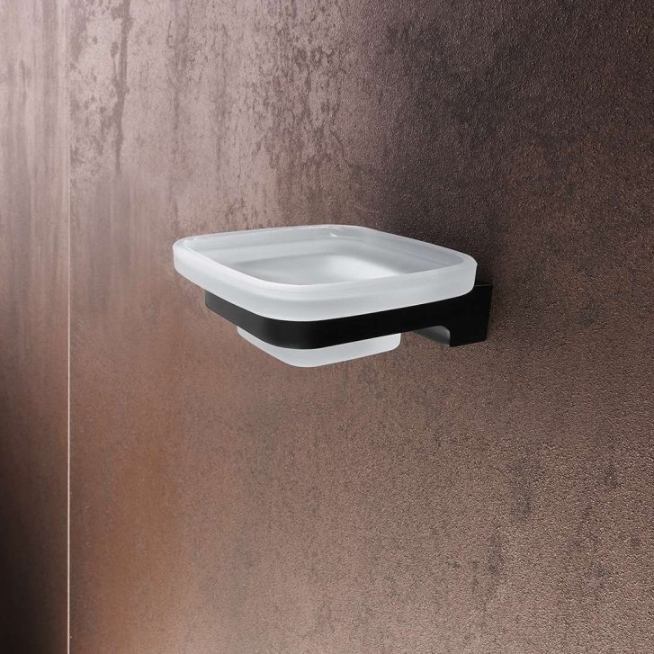 Nimco Maya - Mydlovnička s držiakom, matné sklo/čierny mat MAC 29059C-90