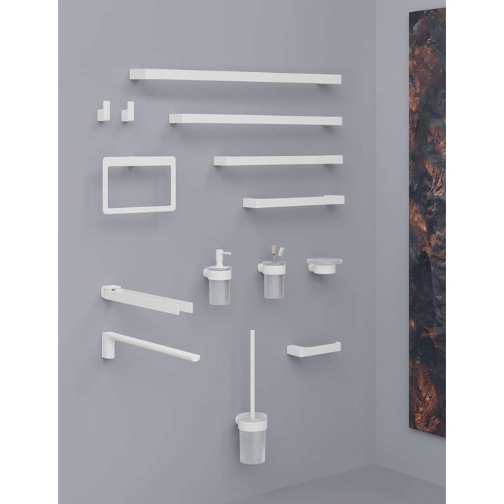 Sapho Gedy Pirenei - WC kefa nástenná s držiakom, biela/sklo satin PI330302