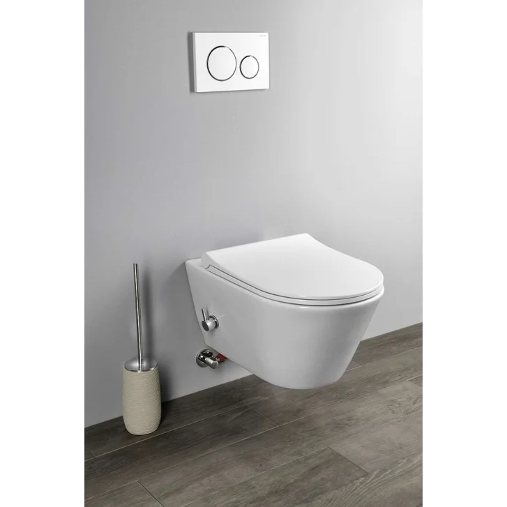 Sapho Avva - Závesné WC s bidetovou spŕškou, Rimless, biela 100315
