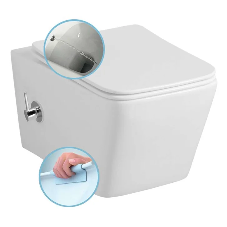 Sapho Porto - Závesné WC s bidetovou spŕškou, Rimless, biela PZ102RX