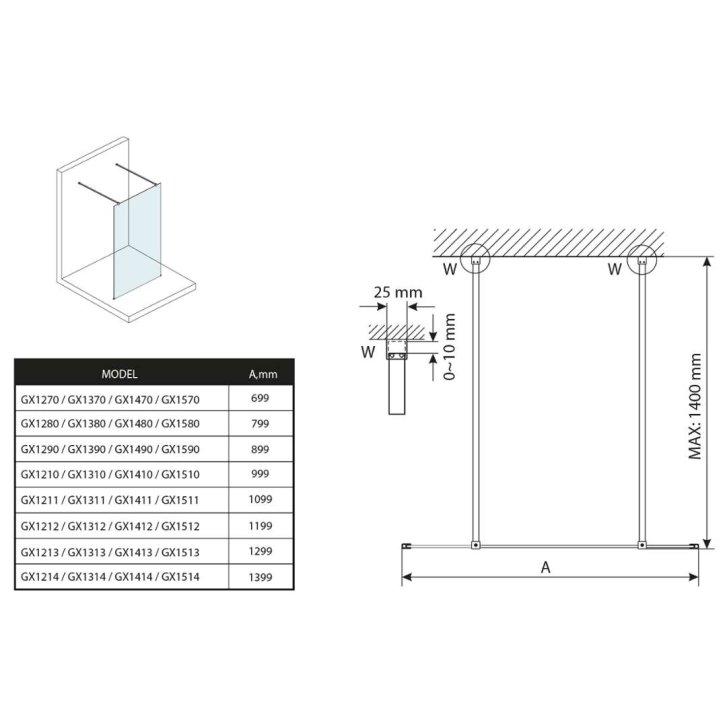 Gelco Vario - Sprchová stena Walk-In 100 cm, Coated Glass, matné sklo GX1410