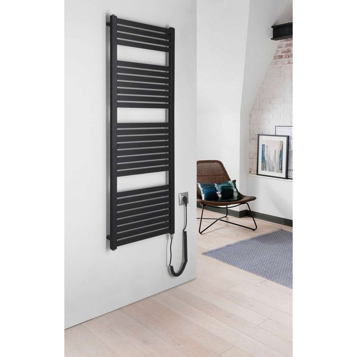 Aqualine - Vykurovacie teleso Tondi-E, 45x133 cm, 500 W, matná čierna DE476T