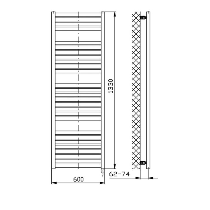 Aqualine - Vykurovacie teleso Tondi-E, 60x133 cm, 600 W, matná čierna DE486T