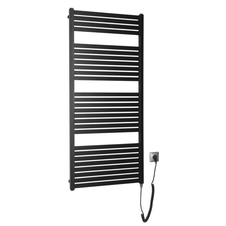 Aqualine - Vykurovacie teleso Tondi-E, 60x133 cm, 600 W, matná čierna DE486T
