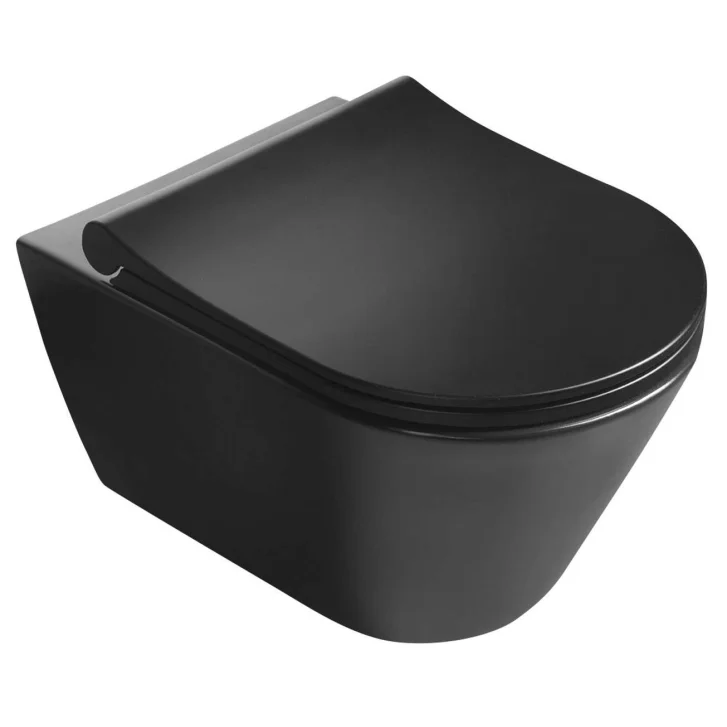 Sapho Avva - Závesné WC s bidetovou spŕškou, Rimless, matná čierna 100312-110