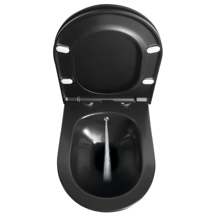 Sapho Avva - Závesné WC s bidetovou spŕškou, Rimless, matná čierna 100312-110