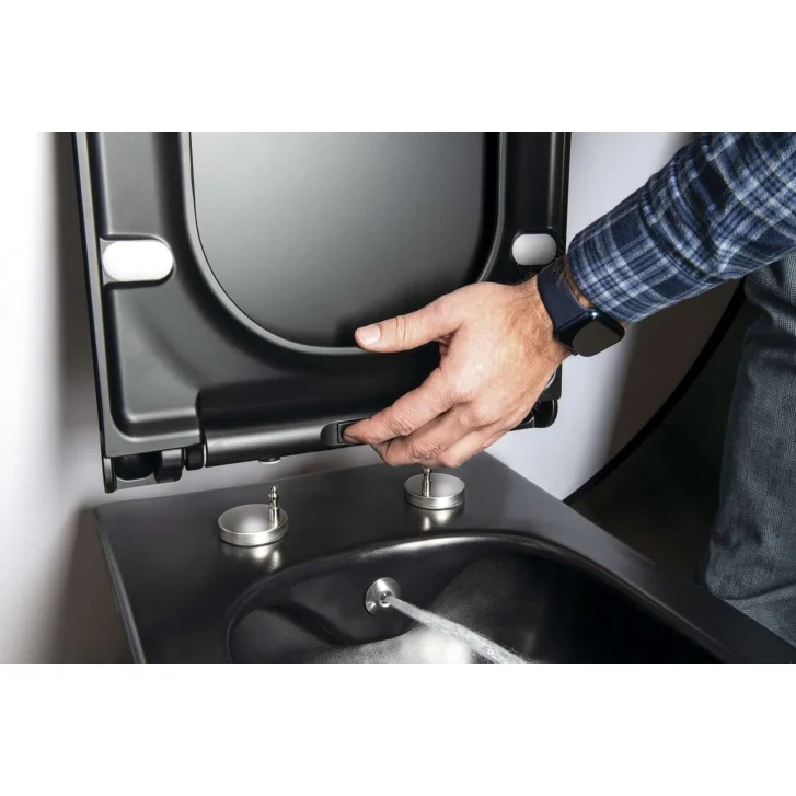 Sapho Avva - Závesné WC s bidetovou spŕškou, Rimless, matná čierna 100315-110