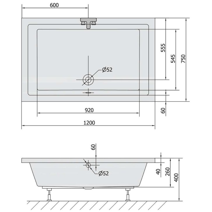 Polysan Deep - Hlboká sprchová vanička, 120x75x26 cm, biela 71564