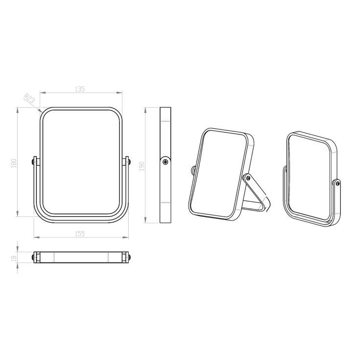 Aqualine White Line - Kozmetické zrkadlo, biela CO2022