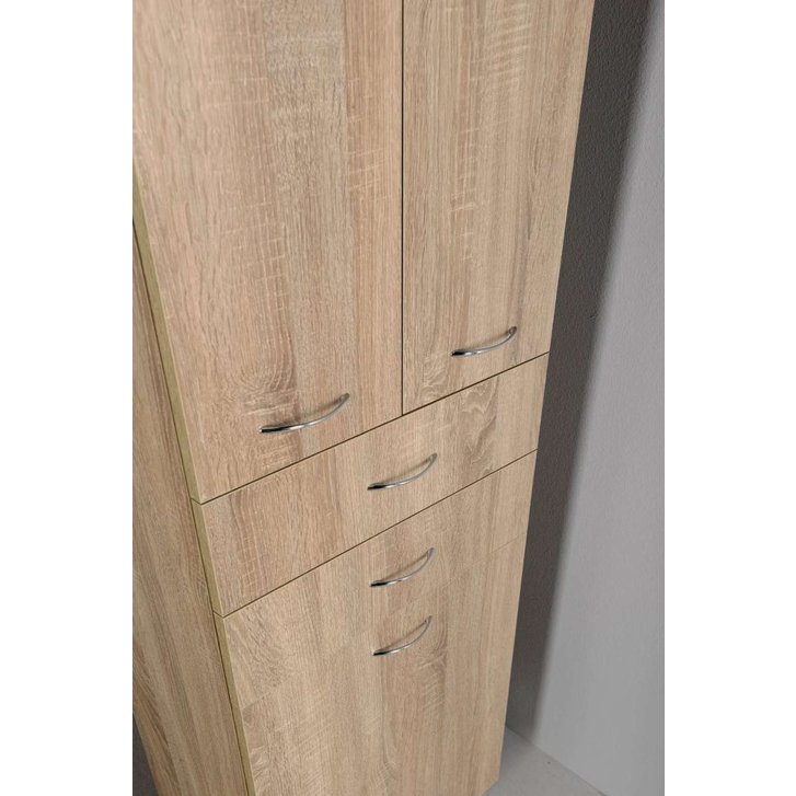 Aqualine Keramia Fresh - Vysoká skrinka ZOJA s košom, 50x184x29 cm, dub platin 51295