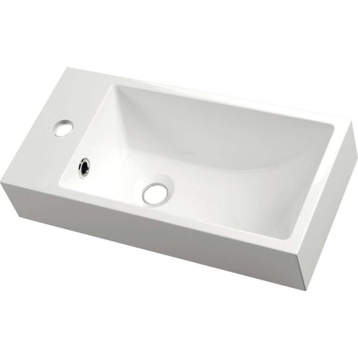 Sapho Small - Umývadlo Ariana 50 cm × 10 cm × 25 cm, batéria vľavo, biela SM012