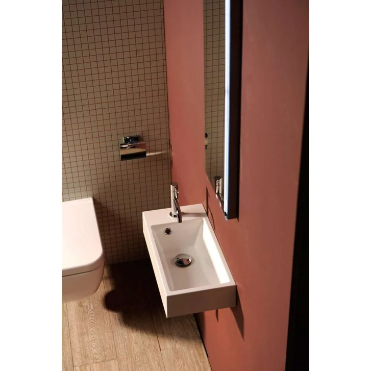Sapho Small - Umývadlo Ariana 50 cm × 10 cm × 25 cm, batéria vľavo, biela SM012