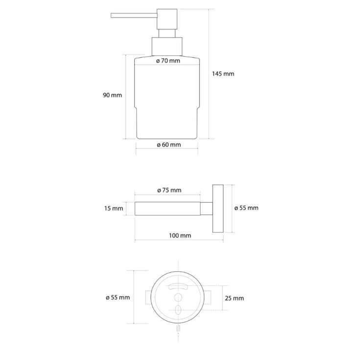 Sapho X-Round - Dávkovač mydla s držiakom, matné sklo/zlatá XR103GB