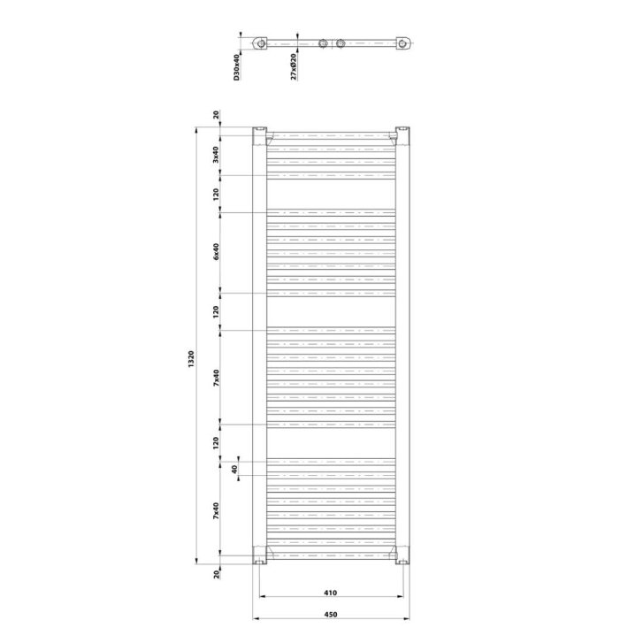 Aqualine Direct - Vykurovacie teleso 132x45 cm, 594 W, biela ILR34T