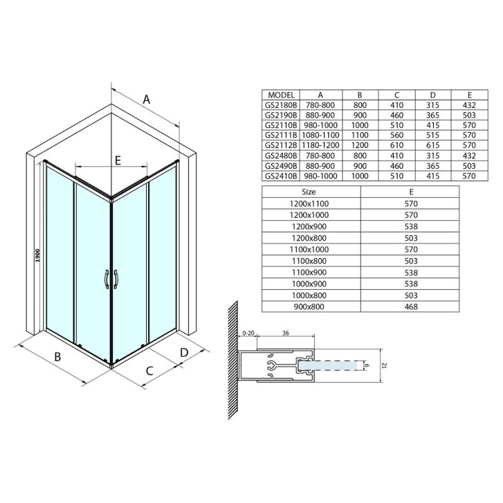 Gelco Sigma - Sprchový kút 100x90 cm, matná čierna/číre sklo GS2110BGS2190B