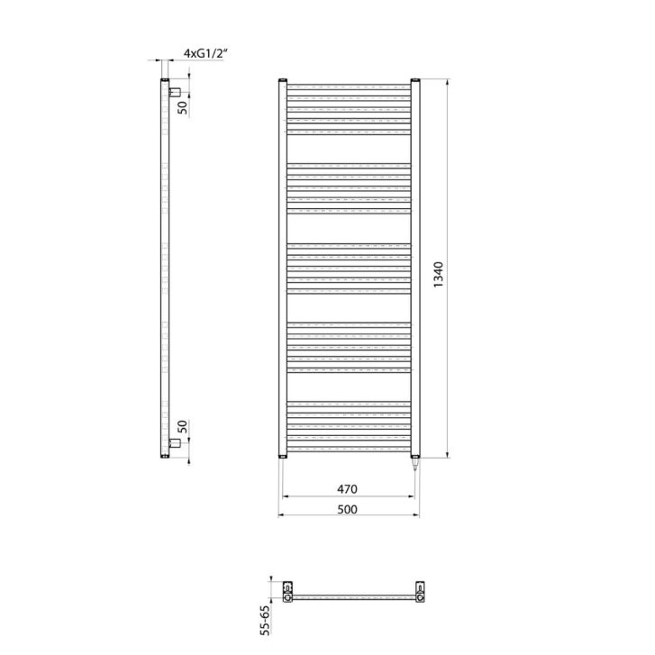 Sapho Metro-E - Vykurovacie teleso 50x134 cm, 500 W, matná čierna ME513B