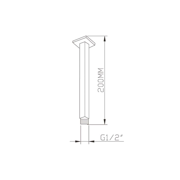 Sapho - Sprchové rameno stropné, 20 cm, matná čierna 1205-07B