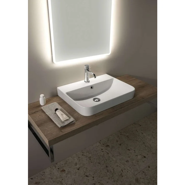 Sapho Isvea Sott Aqua - Umývadlo, 57x44 cm, s prepadom, s otvorom na batériu, biela 10SQ50057