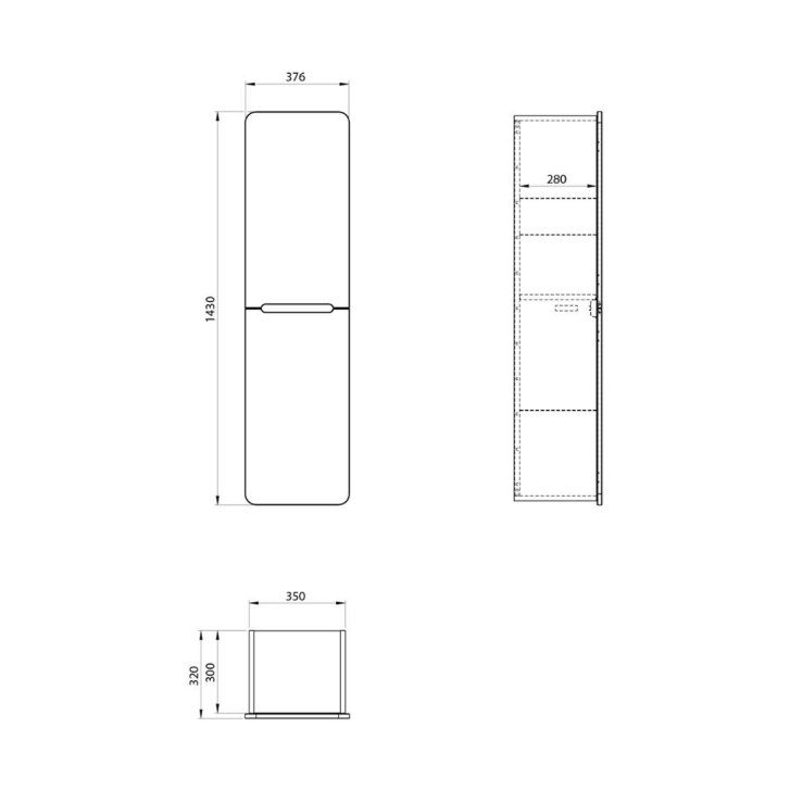 Sapho Kerala - Vysoká skrinka 143x38x32 cm, 2 dvierka L/P, antracit KR350-3434