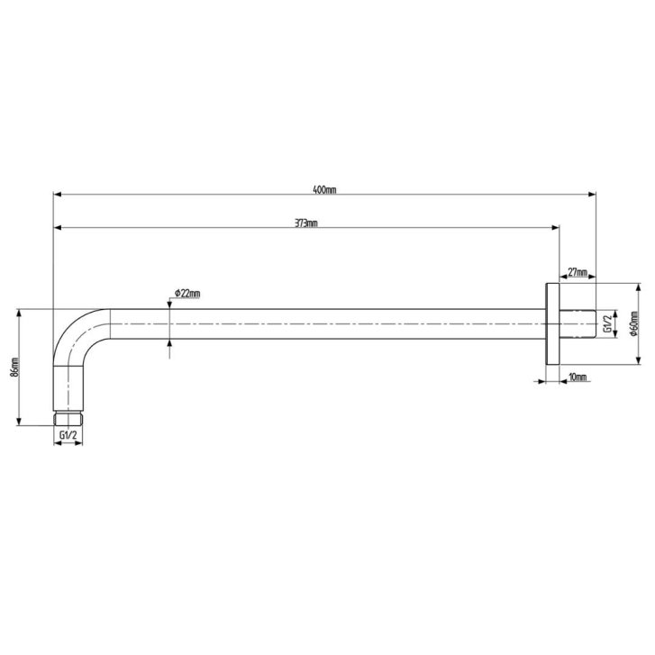 Sapho - Sprchové rameno guľaté 40 cm, čierna mat SL103