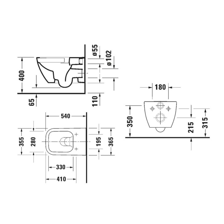 Duravit Happy D.2 - Závesné WC, Rimless, matný antracit 222209AD00