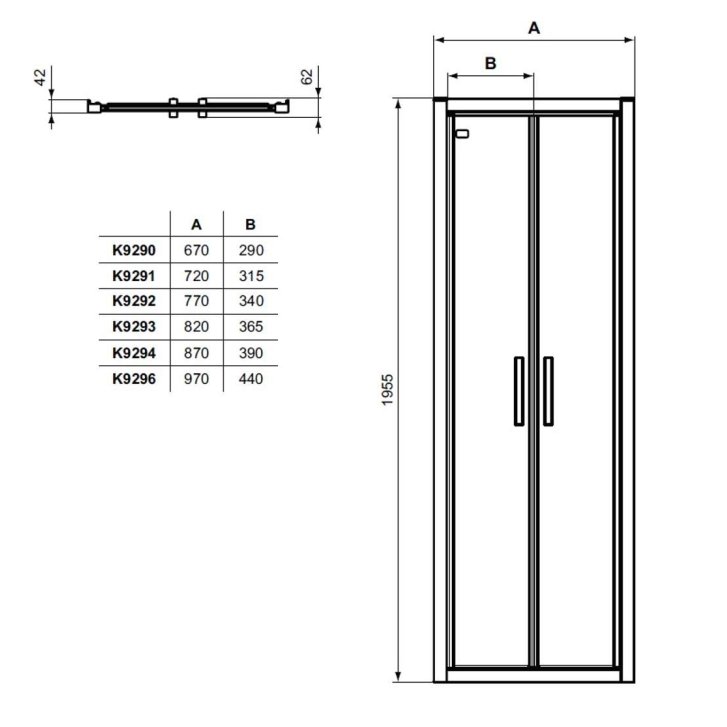 Ideal Standard Connect 2 - Sprchové dvere 90 cm, čierna/číre sklo K9294V3
