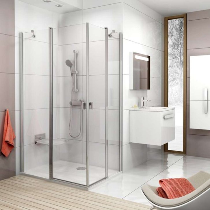 Ravak Chrome - Sprchové dvere CRV2-100, 98-100 cm, lesklý hliník/číre sklo 1QVA0C00Z1