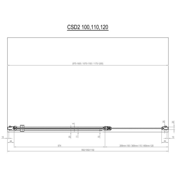 Ravak Chrome - Sprchové dvere dvojdielne CSD2-100, 98-101 cm, satin/číre sklo 0QVACU00Z1