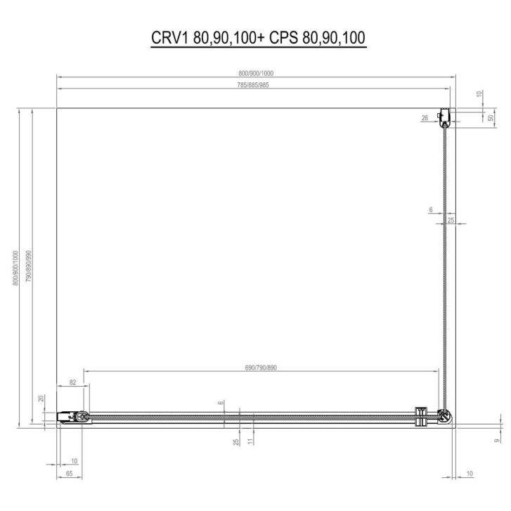 Ravak Chrome - Sprchové dvere CRV1-90, 88-90 cm, satin/číre sklo 1QV70U01Z1