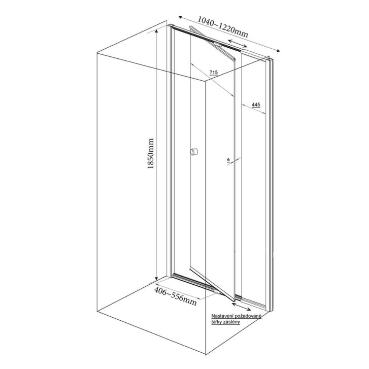 Aqualine Amico - Sprchové dvere výklopné, 104-122x185 cm, číre sklo/biela G100
