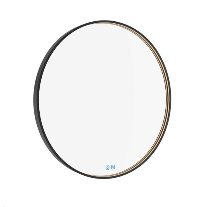 Nimco - Zrkadlo s LED s osvetlením, priemer 70 cm, dotykový senzor, čierna ZPC 31001RVX-90