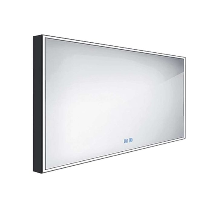 Nimco - Zrkadlo s LED osvetlením, 140x70 cm, dotykový senzor, matná čierna ZPC 13008VX-90