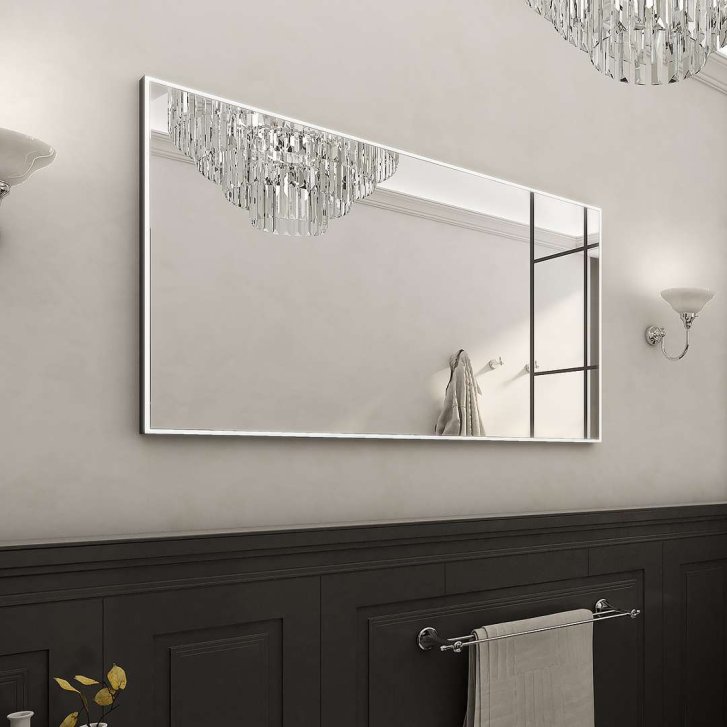 Nimco - Zrkadlo s LED osvetlením, 140x70 cm, dotykový senzor, matná čierna ZPC 13008VX-90