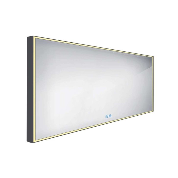 Nimco - Zrkadlo s LED osvetlením, 140x70 cm, dotykový senzor, matná čierna ZPC 13008VX-90