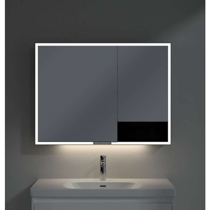 Villeroy & Boch My View+ - Zrkadlová skrinka s LED osvetlením 100x75x17 cm, 2 dvierka, matná čierna B4811000