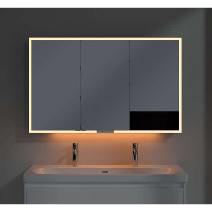 Villeroy & Boch My View+ - Zrkadlová skrinka s LED osvetlením 120x75x17 cm, 3 dvierka, matná čierna B4811200