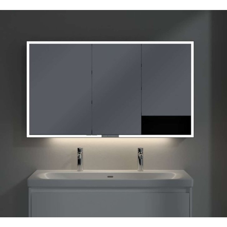 Villeroy & Boch My View+ - Zrkadlová skrinka s LED osvetlením 130x75x17 cm, 3 dvierka, matná čierna B4811300