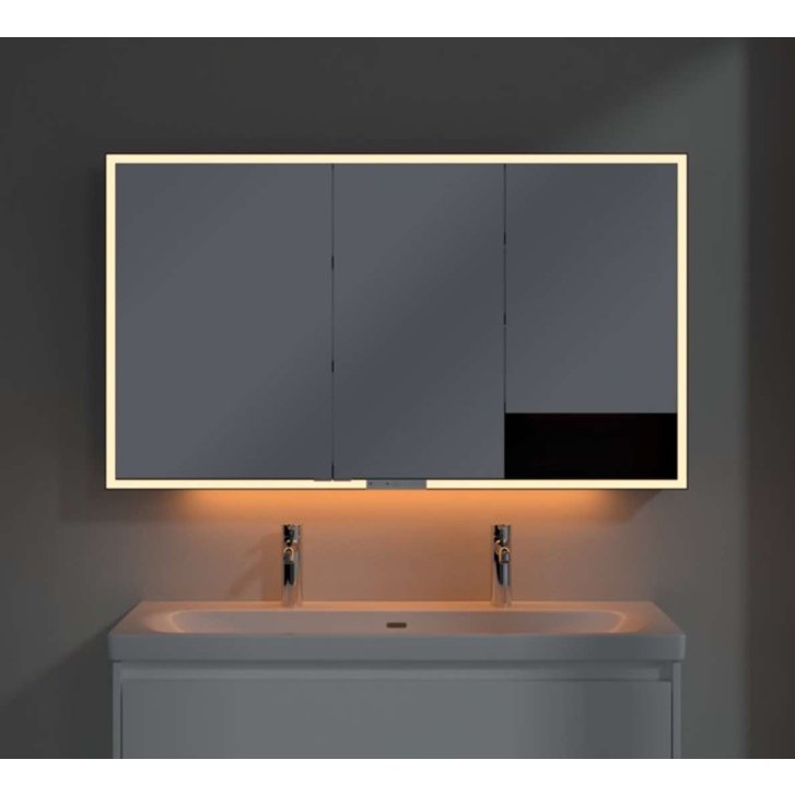 Villeroy & Boch My View+ - Zrkadlová skrinka s LED osvetlením 130x75x17 cm, 3 dvierka, matná čierna B4811300