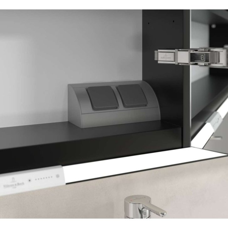 Villeroy & Boch My View+ - Zrkadlová skrinka s LED osvetlením 160x75x17 cm, 3 dvierka, matná čierna B4811600