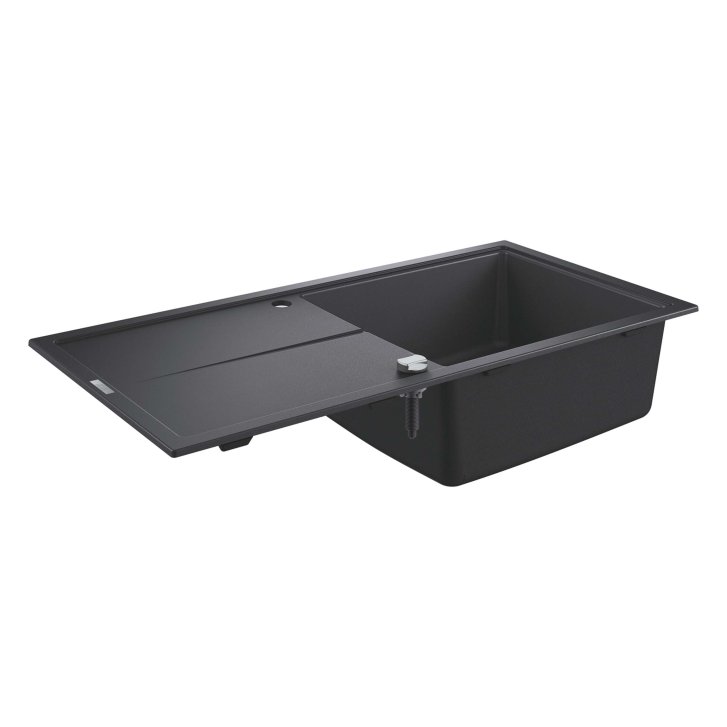 Grohe - Kompozitný drez K400 s automatickým odtokom, 100x50 cm, granitová čierna 31641AP0