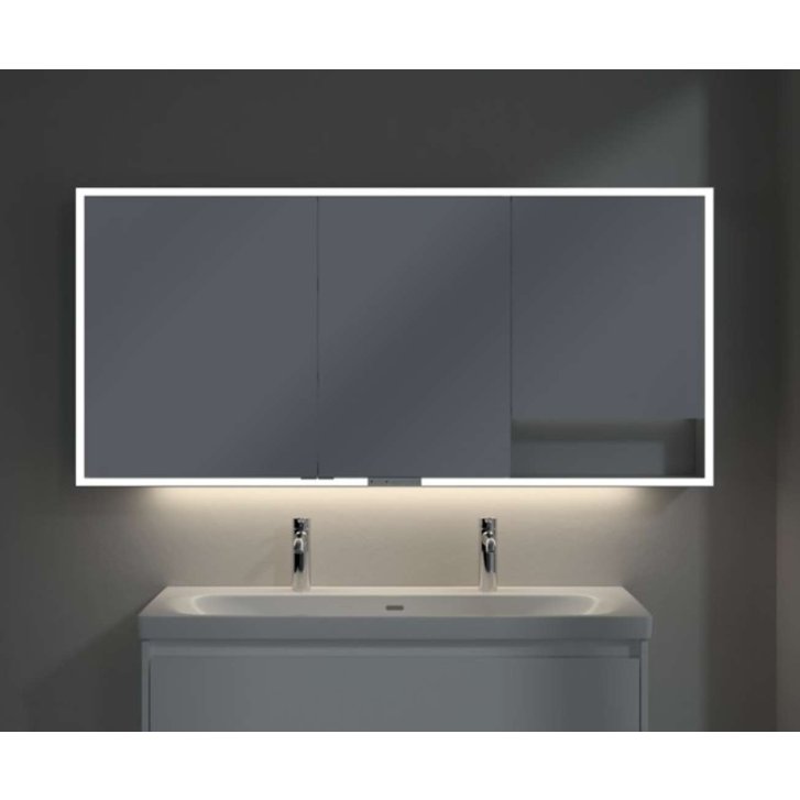 Villeroy & Boch My View+ - Zrkadlová skrinka s LED osvetlením 160x75x17 cm, 3 dvierka, sivá A4811600