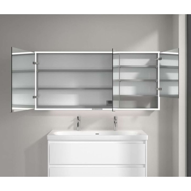 Villeroy & Boch My View+ - Zrkadlová skrinka s LED osvetlením 160x75x17 cm, 3 dvierka, sivá A4811600