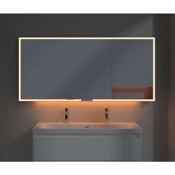 Villeroy & Boch My View+ - Zrkadlová skrinka s LED osvetlením 160x75x17 cm, 3 dvierka, sivá A4811600